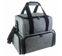 Estuche portátil para almacenamiento de esmalte de uñas para botellas con organizadores de herramientas de manicura de doble capa y compartimento para secadora, soporte portátil para esmalte, Gray