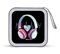 Estuche portátil para auriculares con diseño de latido del corazón, para CD, CD, capacidad para 40 DVD, organizador de almacenamiento para viajes en coche, Estilo:, Talla única