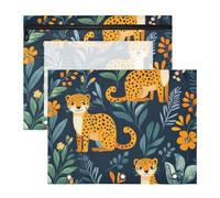 Estuche portátil para bolígrafos A4, carta, 2 unidades, para estudiantes, clase de estudiantes, lindo leopardo verde selva
