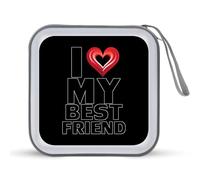 Estuche portátil para CD con capacidad para 40 DVD, organizador de almacenamiento para viajes en coche con texto en inglés "I Love My Best Friend", Estilo:, Talla única
