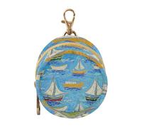 Estuche portátil para chupete de bebé, diseño de barco azul con pintura al óleo, para guardar objetos de bebé