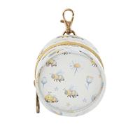 Estuche portátil para chupones de bebé, diseño de flores y abejas grises y blancas, bolsa de almacenamiento de objetos pequeños para chupones de