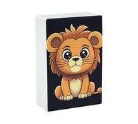 Estuche portátil para cigarrillos, impermeable, de plástico, tamaño normal, con bolsillo, lindo león de dibujos animados, funda de almacenamiento abierta para hombres y mujeres