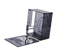 Estuche portátil para computadora pequeña Carcasa de plexiglás Estuche Compacto para PC Estuche para PC de Escritorio Mini ITX Placa Base Flex Fuente de alimentación Transparente (Negra)
