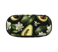 Estuche portátil para lápices con diseño de muchas imágenes de aguacate, espacioso, para guardar artículos escolares, maquillaje, Black, Talla única, Organizador de bolsas