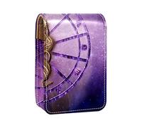 Estuche portátil para lápices de labios con diseño de signo del zodiaco virgen, horóscopo, astrología, soporte para lápiz labial, mini caja de almacenamiento para lápices labiales de viaje con espejo para mujeres, Varios colores, 9.5x2x7 cm/3.7x0.8x2.7 in