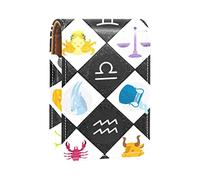 Estuche portátil para lápices de labios con espejo para mujeres y mujeres, con diseño de astrología del zodiaco, Varios colores, 9.5x2x7 cm/3.7x0.8x2.7 in