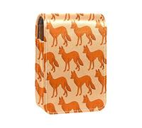 Estuche portátil para lápices de labios, mini caja de almacenamiento para lápices de labios, estuche organizador de lápices de labios con espejo para mujer, patrón de zorros de animales naranjas, Varios colores, 9.5x2x7 cm/3.7x0.8x2.7 in