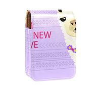 Estuche portátil para lápices de labios, mini caja de almacenamiento para lápices de labios, estuche organizador de lápices de labios con espejo para mujer, bonita llama alpaca I AM the NEW WAVE, Varios colores, 9.5x2x7 cm/3.7x0.8x2.7 in