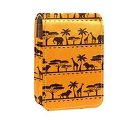 Estuche portátil para lápices de labios, mini caja de almacenamiento para lápices de labios, estuche organizador de lápices de labios con espejo para mujeres África Étnica con estampado animal salvaje, Varios colores, 9.5x2x7 cm/3.7x0.8x2.7 in