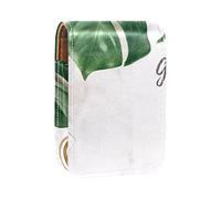 Estuche portátil para lápices de labios, mini caja de almacenamiento para lápices de labios, estuche organizador de lápices de labios con espejo para mujeres, té y hojas de buenos días, Varios colores, 9.5x2x7 cm/3.7x0.8x2.7 in