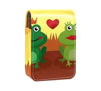 Estuche portátil para lápices de labios, mini caja de almacenamiento para lápices de labios, estuche organizador de lápices de labios con espejo para mujeres, ranas y amor, Varios colores, 9.5x2x7 cm/3.7x0.8x2.7 in