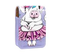 Estuche portátil para lápices de labios, mini caja de almacenamiento para lápices de labios, estuche organizador de lápices de labios con espejo para mujeres, divertido cerdo unicornio I Am So Magical, Varios colores, 9.5x2x7 cm/3.7x0.8x2.7 in