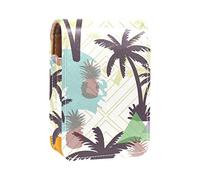Estuche portátil para lápices de labios, mini caja de almacenamiento para lápices de labios, estuche organizador de lápices de labios con espejo para mujeres, exóticas selva tropical, hojas de árbol de palmetto, Varios colores, 9.5x2x7 cm/3.7x0.8x2.7 in