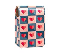 Estuche portátil para lápices de labios, mini caja de almacenamiento para lápices de labios, estuche organizador de lápices de labios con espejo para mujer, patrón de corazones de amor, Varios colores, 9.5x2x7 cm/3.7x0.8x2.7 in