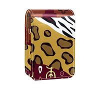 Estuche portátil para lápices de labios, mini caja de almacenamiento para lápices de labios, estuche organizador de lápices de labios con espejo para mujer, piel de animal de tribu, Varios colores, 9.5x2x7 cm/3.7x0.8x2.7 in
