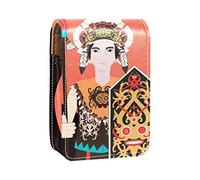 Estuche portátil para lápices de labios, mini caja de almacenamiento para lápices de labios, estuche organizador de lápices de labios con espejo para mujeres, mujeres indígenas tradicionales, Varios colores, 9.5x2x7 cm/3.7x0.8x2.7 in