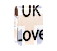 Estuche portátil para lápices de labios, mini caja de almacenamiento para lápices de labios, estuche organizador de lápices de labios con espejo para mujeres del Reino Unido Love the Great British Flag, Varios colores, 9.5x2x7 cm/3.7x0.8x2.7 in