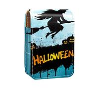 Estuche portátil para lápices de labios, mini caja de almacenamiento para lápices de labios, estuche organizador de lápices de labios con espejo para mujeres, bruja, luna, Halloween, Varios colores, 9.5x2x7 cm/3.7x0.8x2.7 in