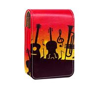 Estuche portátil para lápices de labios, para guitarra, violín, jazz, para brillo de labios, mini caja de almacenamiento de lápiz labial, estuche organizador de viaje con espejo para mujer, Varios colores, 9.5x2x7 cm/3.7x0.8x2.7 in