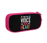 Estuche portátil para lápices I Am His Voice He is My Heart de Gran Capacidad de Doble Capa para Oficina y Escuela