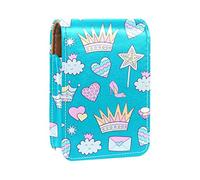 Estuche portátil para lápices labiales azul princesa para viajes, mini caja de almacenamiento de lápiz labial con espejo para mujeres y mujeres, bolsa de cosméticos de cuero, Varios colores, 9.5x2x7 cm/3.7x0.8x2.7 in