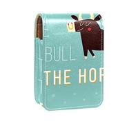 Estuche portátil para lápiz labial, mini caja de almacenamiento de lápiz labial, estuche organizador de lápiz labial con espejo para mujer, divertido Take the Bull by the Horns, Varios colores, 9.5x2x7 cm/3.7x0.8x2.7 in