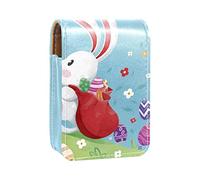 Estuche portátil para lápiz labial, mini caja de almacenamiento de lápiz labial, estuche organizador de lápiz labial con espejo para mujer, lindo conejo con mochila, Varios colores, 9.5x2x7 cm/3.7x0.8x2.7 in