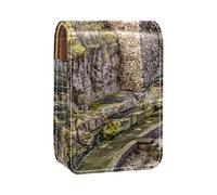 Estuche portátil para lápiz labial, mini caja de almacenamiento de lápiz labial, estuche organizador de lápiz labial con espejo para mujer, arquitectura, ruinas, teatro, Varios colores, 9.5x2x7 cm/3.7x0.8x2.7 in