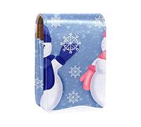 Estuche portátil para lápiz labial, mini caja de almacenamiento de lápiz labial, estuche organizador de lápiz labial con espejo para mujer, lindo muñeco de nieve de Navidad, Let It Snow, Varios colores, 9.5x2x7 cm/3.7x0.8x2.7 in