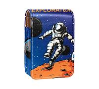 Estuche portátil para lápiz labial, mini caja de almacenamiento de lápiz labial, estuche organizador de lápiz labial con espejo para mujer, exploración de Marte y planeta astronauta, Varios colores, 9.5x2x7 cm/3.7x0.8x2.7 in