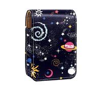 Estuche portátil para lápiz labial, mini caja de almacenamiento de lápiz labial, estuche organizador de lápiz labial con espejo para mujer, creación, universo, planeta, estrellas, tierra, Varios colores, 9.5x2x7 cm/3.7x0.8x2.7 in