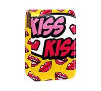 Estuche portátil para lápiz labial, mini caja de almacenamiento de lápiz labial, estuche organizador de lápiz labial con espejo para mujer, arte beso, Varios colores, 9.5x2x7 cm/3.7x0.8x2.7 in