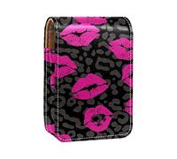 Estuche portátil para lápiz labial, mini caja de almacenamiento de lápiz labial, organizador de lápices labiales con espejo para mujer, beso de labios, Varios colores, 9.5x2x7 cm/3.7x0.8x2.7 in