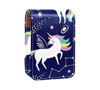 Estuche portátil para lápiz labial, mini caja de almacenamiento de lápiz labial, organizador de lápices labiales con espejo para mujeres, mitos, unicornios, dibujos animados, planeta espacial, Varios colores, 9.5x2x7 cm/3.7x0.8x2.7 in