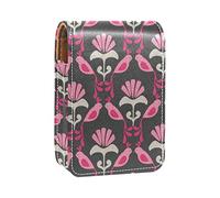 Estuche portátil para lápiz labial, mini caja de almacenamiento de lápiz labial, organizador de lápiz labial con espejo para mujer, patrón de repetición de pájaro del paraíso, Varios colores, 9.5x2x7 cm/3.7x0.8x2.7 in