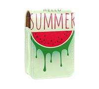 Estuche portátil para lápiz labial, mini caja de almacenamiento de lápiz labial, organizador de lápiz labial con espejo para mujer, Hello Summer Sandía Yummy, Varios colores, 9.5x2x7 cm/3.7x0.8x2.7 in