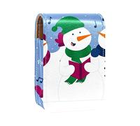 Estuche portátil para lápiz labial, mini caja de almacenamiento de lápiz labial, organizador de lápiz labial con espejo para mujer, lindo muñeco de nieve de Navidad, canción, Varios colores, 9.5x2x7 cm/3.7x0.8x2.7 in