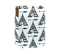 Estuche portátil para lápiz labial, mini caja de almacenamiento de lápiz labial, organizador de lápiz labial con espejo para mujer, diseño azul bohemio Tipi, Varios colores, 9.5x2x7 cm/3.7x0.8x2.7 in