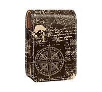Estuche portátil para lápiz labial, mini caja de almacenamiento de lápiz labial, organizador de lápiz labial con espejo para mujer, manuscrito antiguo, náutico, Varios colores, 9.5x2x7 cm/3.7x0.8x2.7 in