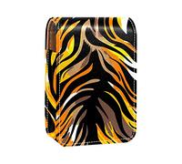 Estuche portátil para lápiz labial, mini caja de almacenamiento de lápiz labial, organizador de lápiz labial con espejo para mujer, textura de animal de tigre, Varios colores, 9.5x2x7 cm/3.7x0.8x2.7 in