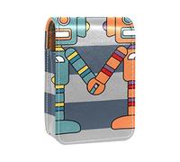 Estuche portátil para lápiz labial, mini caja de almacenamiento de lápiz labial, organizador de lápiz labial con espejo para mujeres, divertido robot amante de la pareja, Varios colores, 9.5x2x7 cm/3.7x0.8x2.7 in