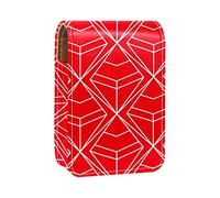 Estuche portátil para lápiz labial, mini caja de almacenamiento de lápiz labial, organizador de lápiz labial con espejo para mujer, patrón geométrico de diamante rojo y blanco, Varios colores, 9.5x2x7 cm/3.7x0.8x2.7 in
