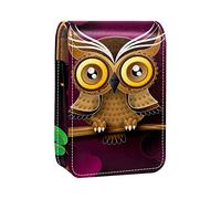 Estuche portátil para lápiz labial, mini caja de almacenamiento de lápiz labial, organizador de lápiz labial con espejo para mujer, bonito búho nocturno luna, Varios colores, 9.5x2x7 cm/3.7x0.8x2.7 in