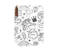 Estuche portátil para lápiz labial, mini caja de almacenamiento de lápiz labial, organizador de lápiz labial con espejo para mujer, lindo y simple dibujo a mano, unicornios, nubes arcoíris, Varios colores, 9.5x2x7 cm/3.7x0.8x2.7 in