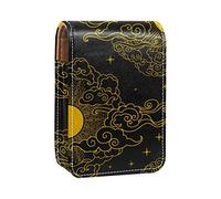 Estuche portátil para lápiz labial, mini caja de almacenamiento de lápiz labial, organizador de lápiz labial con espejo para mujer, sol y luna vintage, Varios colores, 9.5x2x7 cm/3.7x0.8x2.7 in