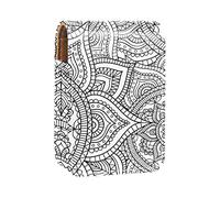 Estuche portátil para lápiz labial, mini caja de almacenamiento de lápiz labial, organizador de lápiz labial con espejo para mujer, patrón geométrico de flores bohemias, Varios colores, 9.5x2x7 cm/3.7x0.8x2.7 in