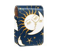 Estuche portátil para lápiz labial, mini caja de almacenamiento de lápiz labial, organizador de lápiz labial con espejo para mujer, divertido beso de sol, luna y estrellas, Varios colores, 9.5x2x7 cm/3.7x0.8x2.7 in