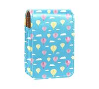 Estuche portátil para lápiz labial, mini caja de almacenamiento de lápiz labial, organizador de lápiz labial con espejo para mujer, globos de aire caliente, patrón amarillo y rosa, Varios colores, 9.5x2x7 cm/3.7x0.8x2.7 in