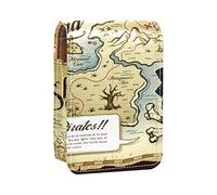 Estuche portátil para lápiz labial, mini caja de almacenamiento de lápiz labial, organizador de lápiz labial con espejo para mujer, calavera isla mapa del tesoro, Varios colores, 9.5x2x7 cm/3.7x0.8x2.7 in